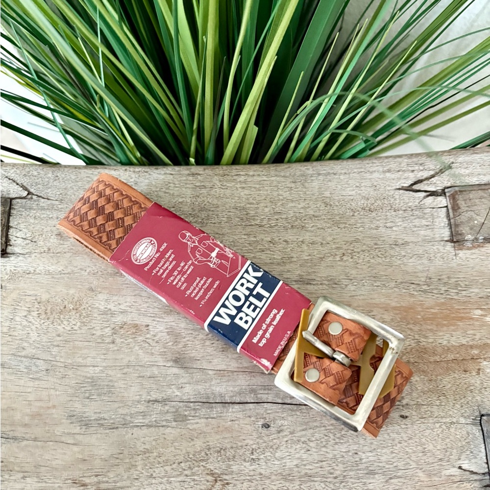 Nicholas Brown Leather Work Belt with Metal Buckle